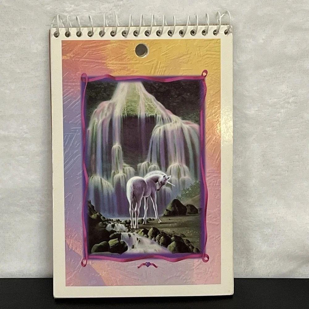 Vintage 1996 Stuart Hall Mystic Places Unicorn Waterfall Flip Spiral Notebook